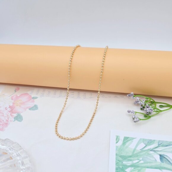 Rose Gold Plated Beaded Chain Necklace for Women - 18 Inch, XPNL0048 - Picture 2 of 12